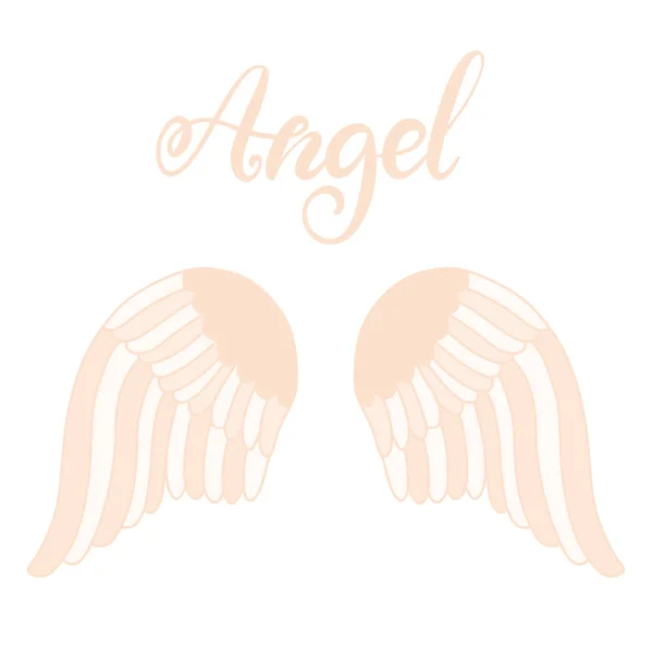 Angel wings icon with hand lettering word angel — Stock Photo, Image