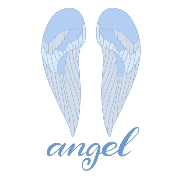 Icono de alas de ángel con letra de mano palabra ángel — Vector de stock