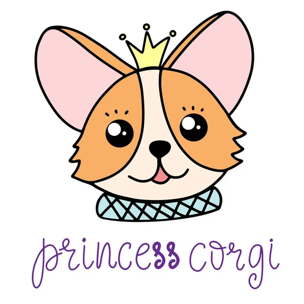 Corgi hond ras belettering vector illustratie in cartoon stijl. — Stockvector