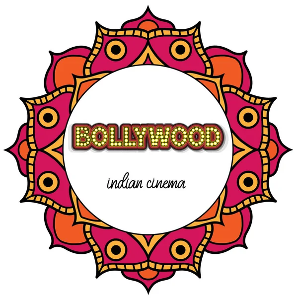 Bollywood tradicional indiana cinema lettering vetor ilustração . —  Vetores de Stock