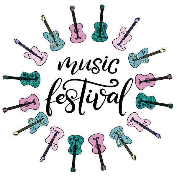 Festival musicale lettering vettoriale illustrazione — Vettoriale Stock