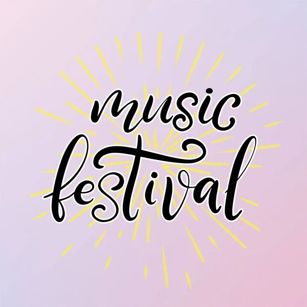 Music festival lettering vector illustration — Stock Vector