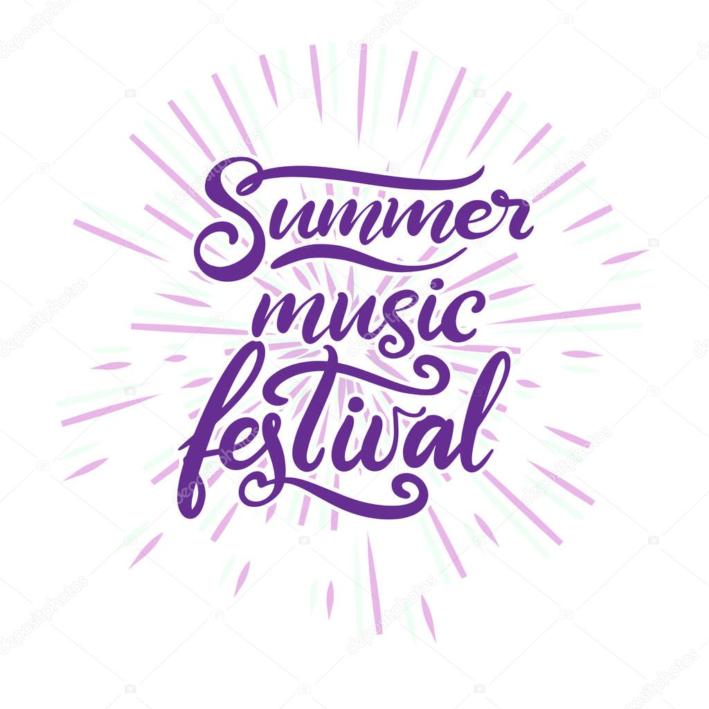 Music festival lettering vector illustration