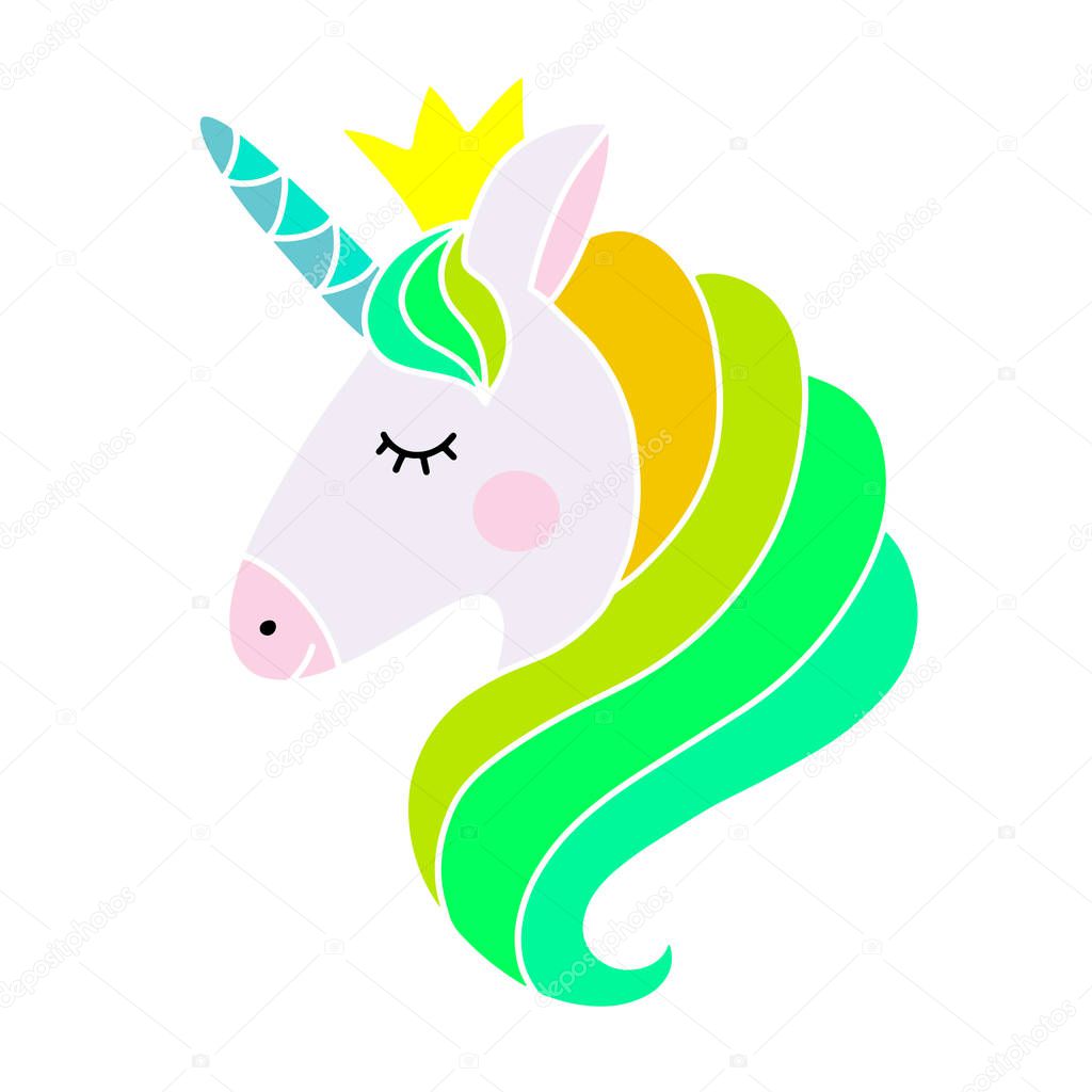 Unicorn with horn vector illustration