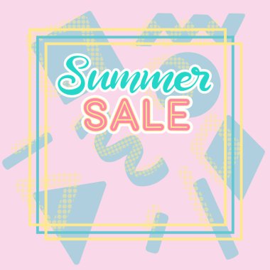 Memphis arka plan ile Yaz satış afiş