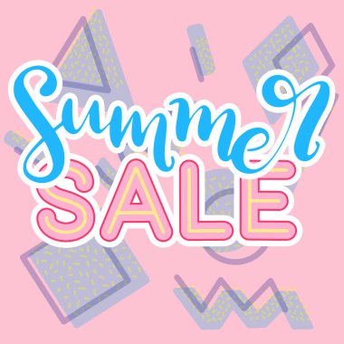 Memphis arka plan ile Yaz satış afiş