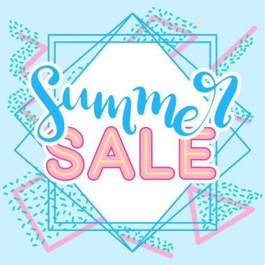 Memphis arka plan ile Yaz satış afiş