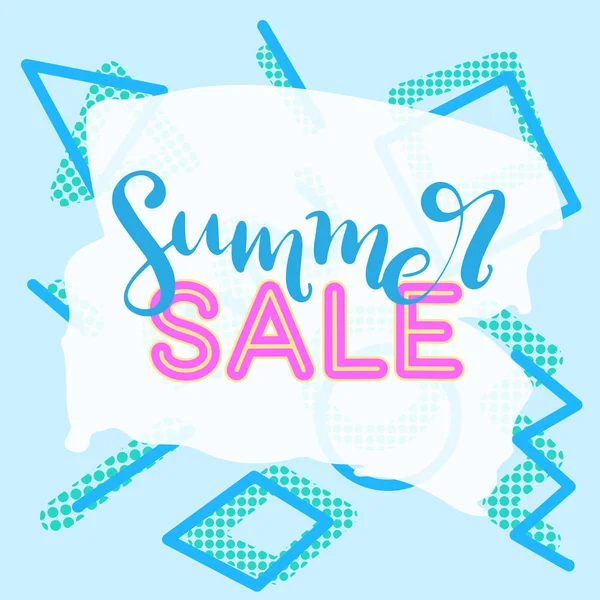 Summer sale banner with memphis background — Stock Vector