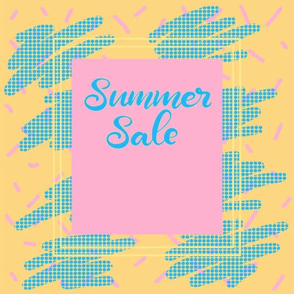 Summer sale banner with memphis background — Stock Vector