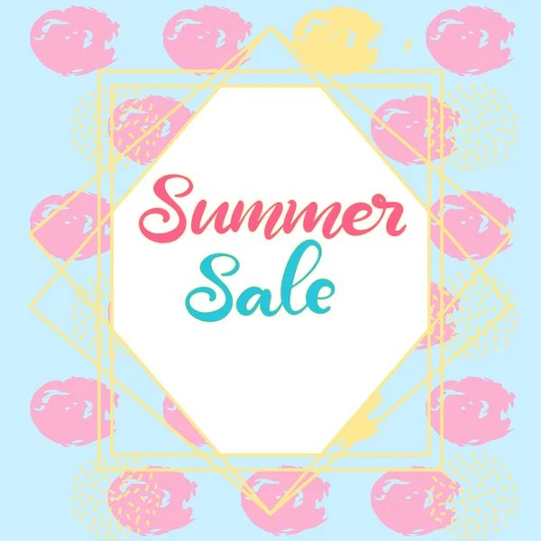 Summer sale banner with memphis background — Stock Vector