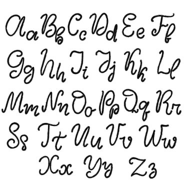 Elle çizilmiş yazı tipi, alfabe