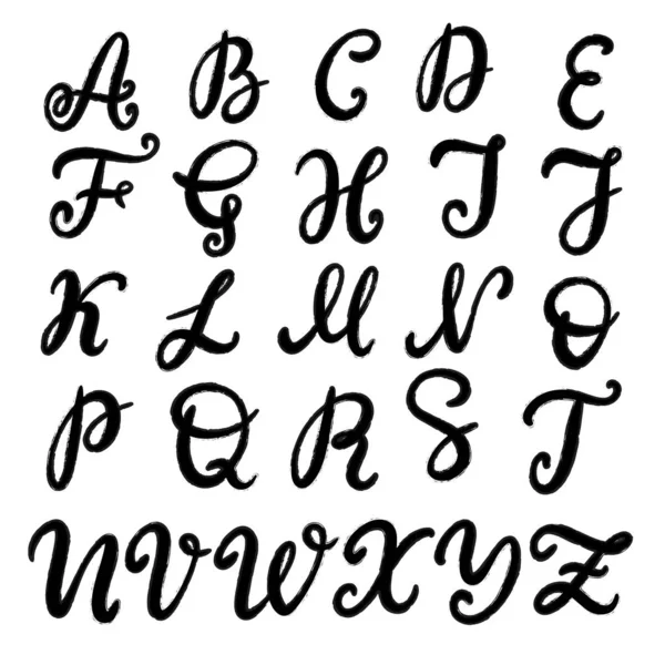 Hand drawn lettering font, alphabet — Stock Vector