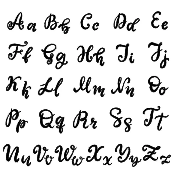Hand getekende belettering lettertype, alfabet — Stockvector