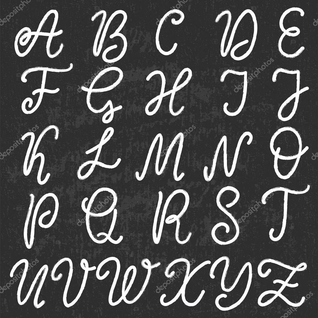 Hand drawn lettering font, alphabet