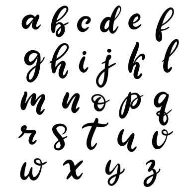 Elle çizilmiş yazı tipi, alfabe