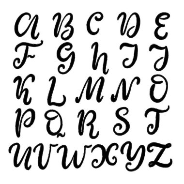 Elle çizilmiş yazı tipi, alfabe