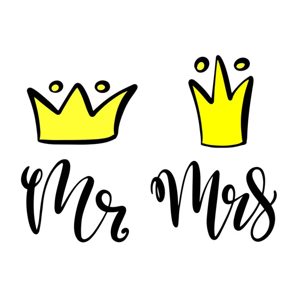 Mr och Mrs design för bröllops kort — Stock vektor