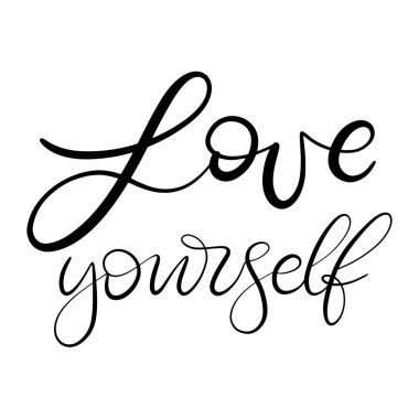 Siyah ve beyaz harfli vektör çizimi.