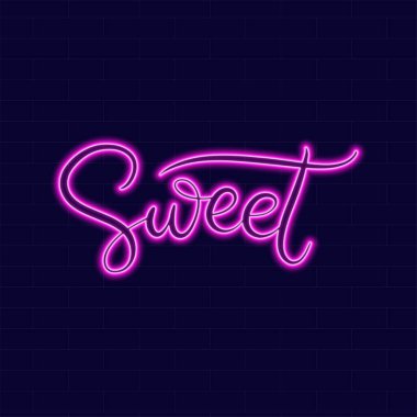 Koyu arkaplan vektör illüstrasyonunda harf içeren neon işareti.