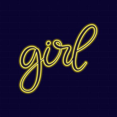 Koyu arkaplan vektör illüstrasyonunda harf içeren neon işareti.