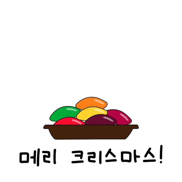 Feliz Navidad en idioma coreano. Hand Lettering in Hangul. Ilustración vectorial. Frase caligráfica para feliz año nuevo. — Vector de stock