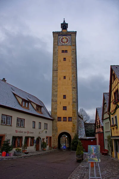 Давньої Красою Місто Rothenburg Дер Таубер Захоплюючим — стокове фото