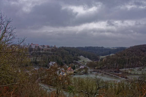 Rothenburg Der Tauberin Kaupungin Muinainen Kauneus Kiehtovaa — kuvapankkivalokuva