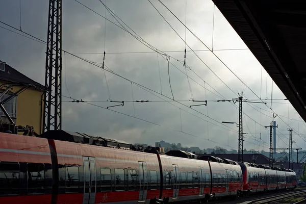 Train Station Cloudy Morning Ansbach — Stock Photo, Image