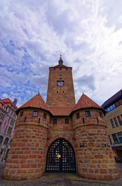 Nürnberg Óvárosának Gyönyörű Építészetét Napsütéses Nap Nürnbergben Nürnberg Ókori Szépsége — Stock Fotó