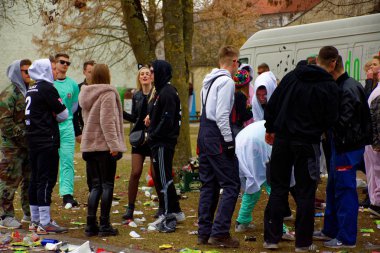 Almanya. Bavyera. Mitteleschenbach Ansbach District - 3 Mar 2019: Karnaval alayı. 