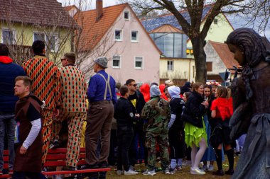 Almanya. Bavyera. Mitteleschenbach Ansbach District - 3 Mar 2019: Karnaval alayı. 