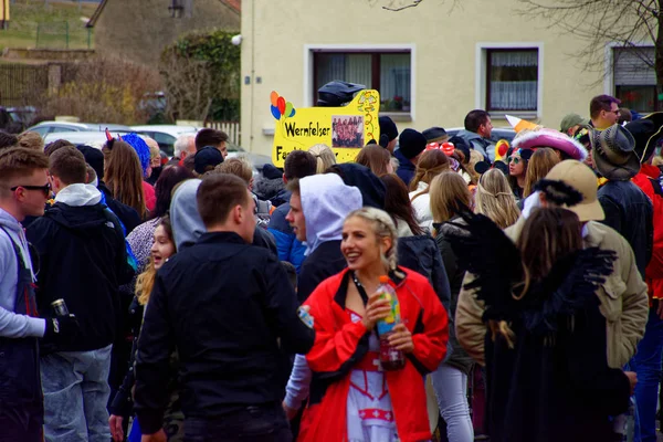 Alemanha Bavaria Mitteleschenbach Ansbach District Mar 2019 Procissão Carnaval — Fotografia de Stock