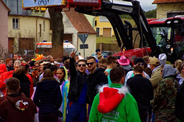 Alemanha Bavaria Mitteleschenbach Ansbach District Mar 2019 Procissão Carnaval — Fotografia de Stock