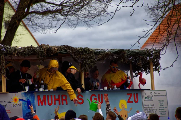 Alemania Bavaria Mitteleschenbach Ansbach District Mar 2019 Procesión Carnaval — Foto de Stock