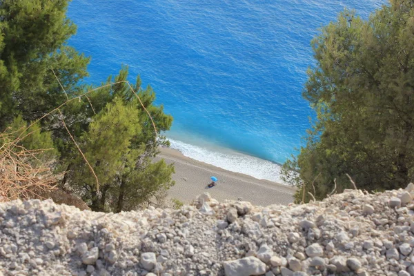 Güzel Egremni Ionian Sea Kumsalda Lefkada Adası Yunanistan — Stok fotoğraf
