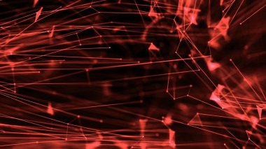 Pleksus atom bağlantıları aracılığıyla iş parçacığı parçacıkları kırmızı ile soyut