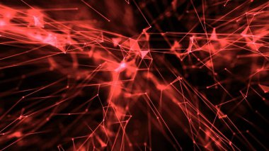 Pleksus atom bağlantıları aracılığıyla iş parçacığı parçacıkları kırmızı ile soyut