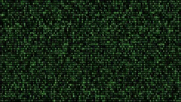 Digitale Matrixzahlen Fließen Grün — Stockvideo
