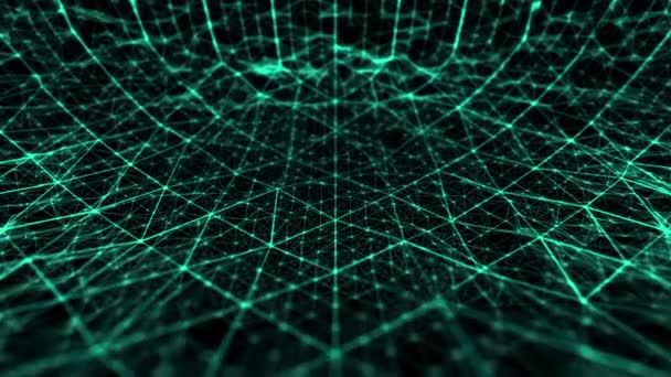 Tecnología Abstracta Ciencia Curvado Espacio Con Líneas Cuadrícula Verde — Vídeo de stock