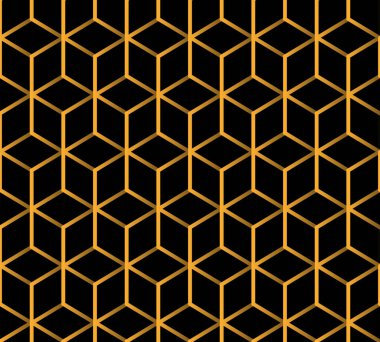 Karanlık Geometrik şebeke arka planı Modern koyu soyut, dikişsiz altın ve siyah doku