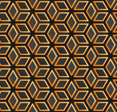 Karanlık Geometrik şebeke arka planı Modern koyu soyut, dikişsiz altın ve siyah doku