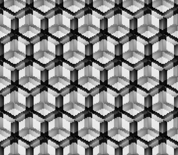 Altıgen Yapı Beyaz Geometrik Teknoloji Arkaplan Pikseli Sanat Tarzı — Stok fotoğraf