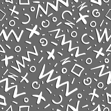 Memphis şablonu, farklı şekillere sahip asgari arkaplan geometrik deseni 