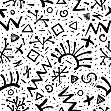 Memphis şablonu, farklı şekillere sahip asgari arkaplan geometrik deseni 