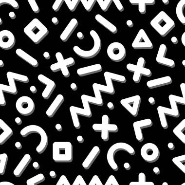 Memphis şablonu, farklı şekillere sahip asgari arkaplan geometrik deseni 