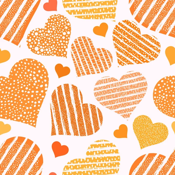 Hearts Seamless Pattern Grunge Hand Drawn Valentine Day Background — Stock Photo, Image