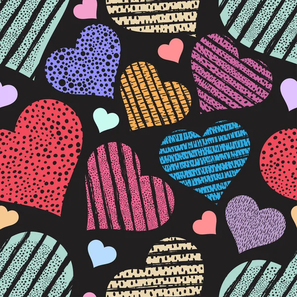 Hearts Seamless Pattern Grunge Hand Drawn Valentine Day Background — Stock Photo, Image