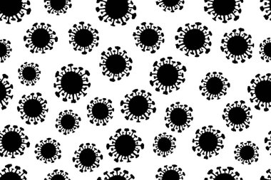 Enfeksiyon bakterisi mikrop mikrobu salgını. Virüs el çizimi kusursuz desen çizimi.