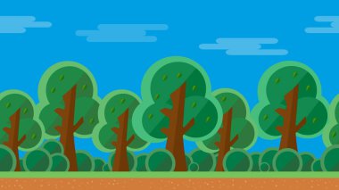 Yeşil ağaçlarla kusursuz yaz manzarası Basit düz arkaplan