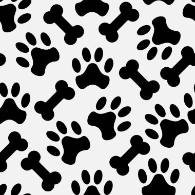 Siyah ve beyaz Kedi pençesi ve köpek kemiği dikişsiz desen